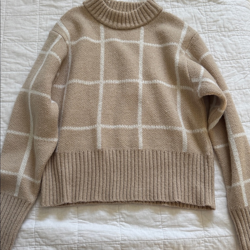 Poof! Tan Plaid Sweater New York
